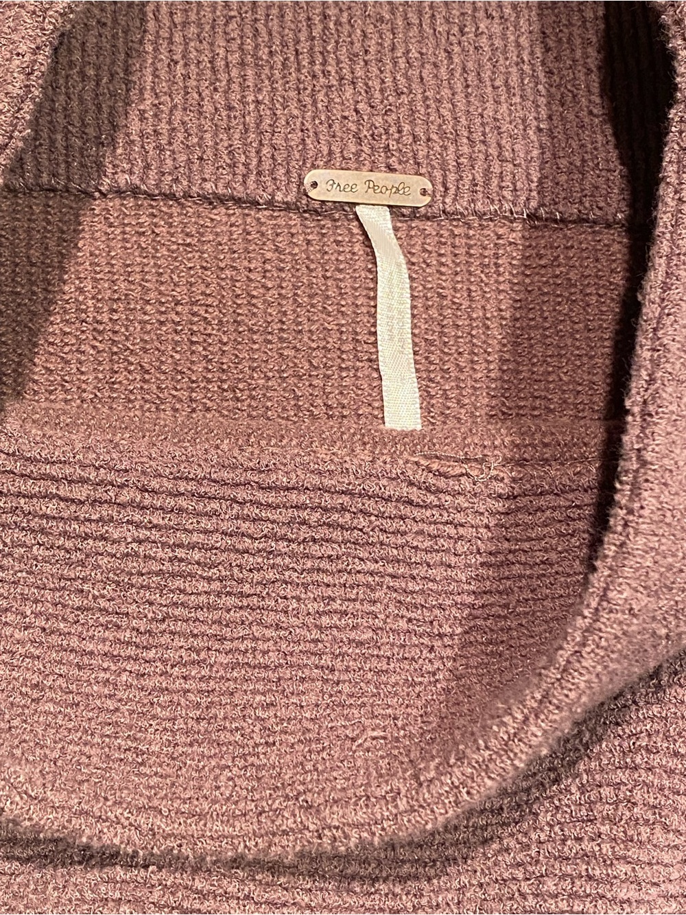 Free People Ottoman Ribbed Mauve Pink Oversized Mock Neck Tunic Sweater, Size S - Picture 3 of 8